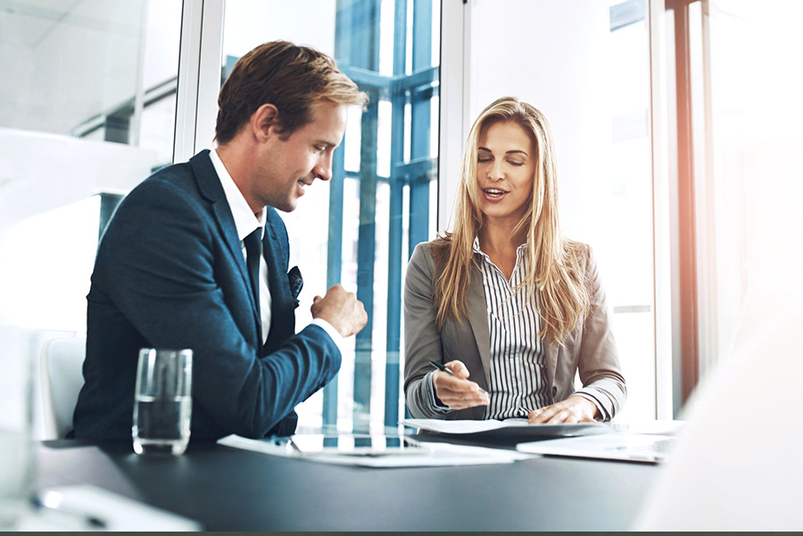 discussing paperwork