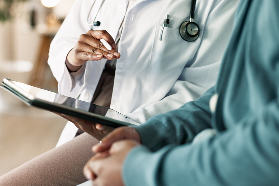 physician and patient reviewing tests