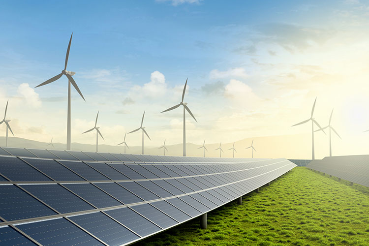 windmills and solar panels