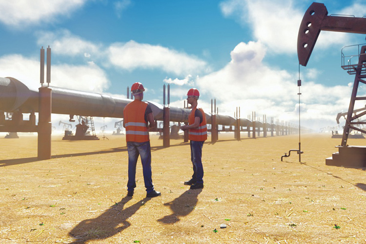 Construction workers talking