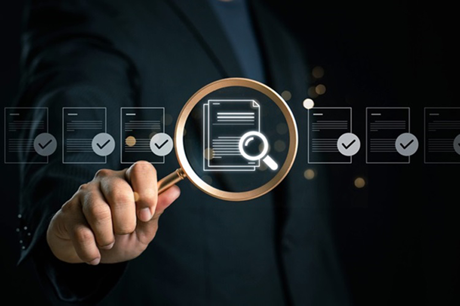 Magnify glass over document icons