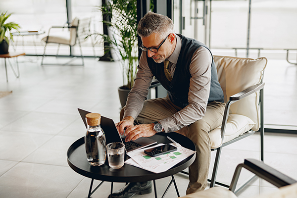 a business professional engaging in work