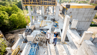 construction site with workers