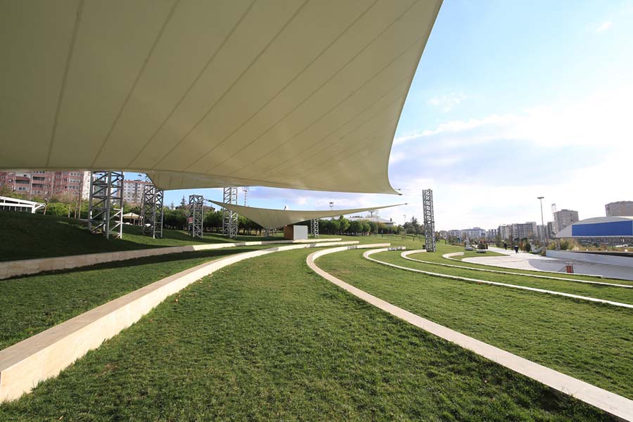 recreational space covered by a tarp