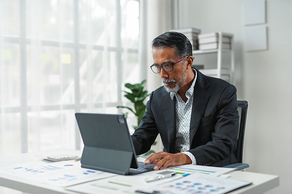 senior executive is analyzing financial data